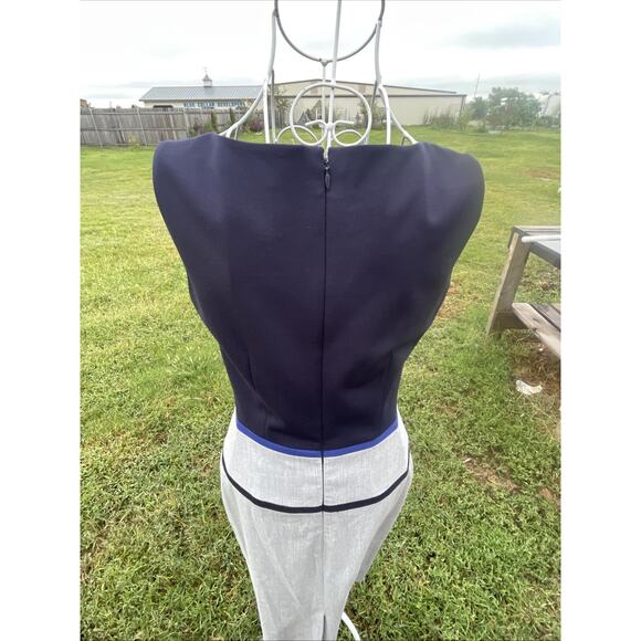 Antonio Melani Navy Blue Gray Stretch Sheath Dress 2 Excellent Business Casual - Picture 5 of 7